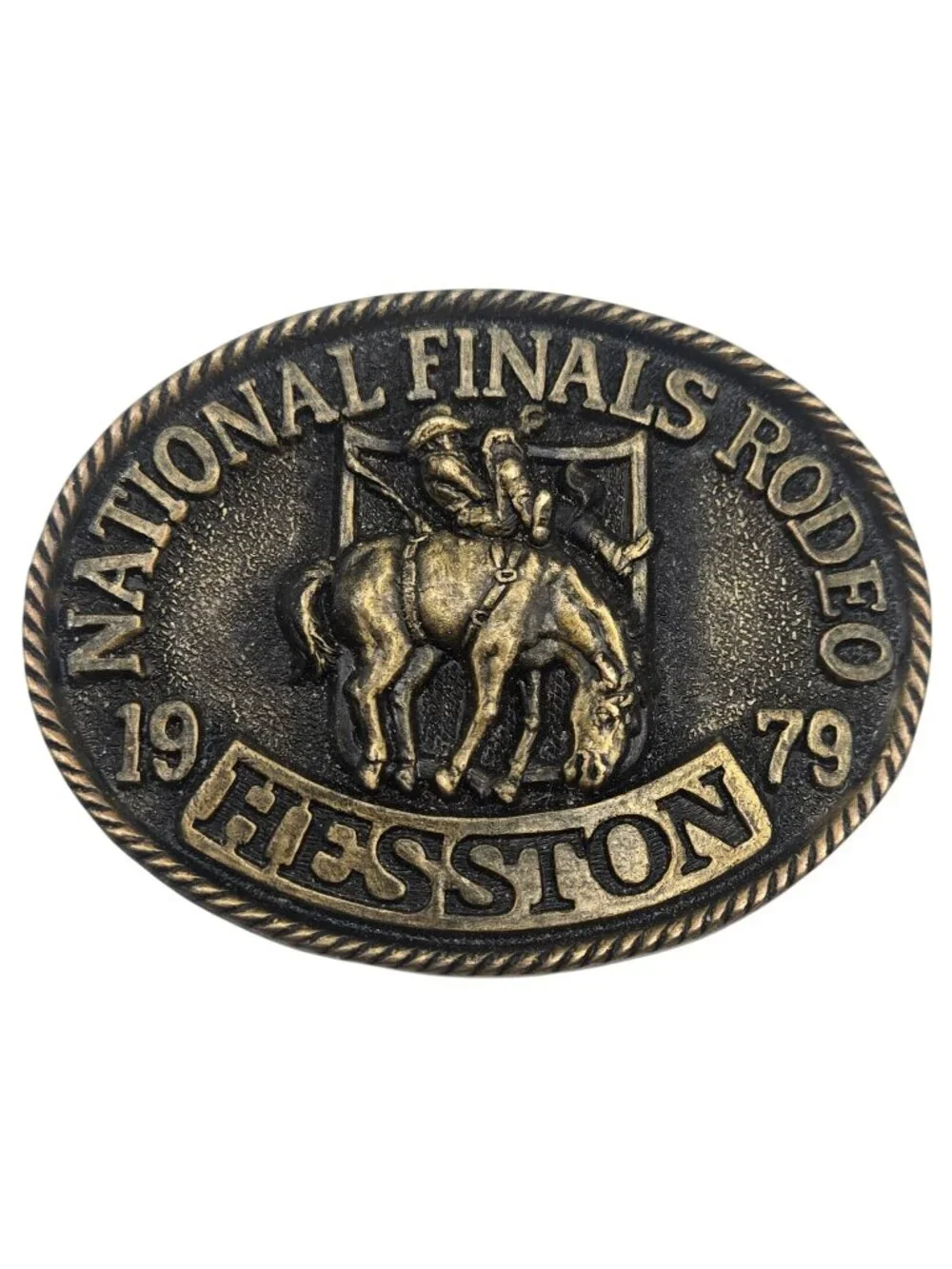 1979 NFR Belt Buckle National Finals Rodeo NFR Cowboy Bronc Horse Hesston Vtg